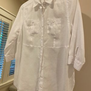 MAKE AN OFFER 4 for $40/$10 each ! each CHICOS NO-IRON LINEN SHIRT Coral Size 0